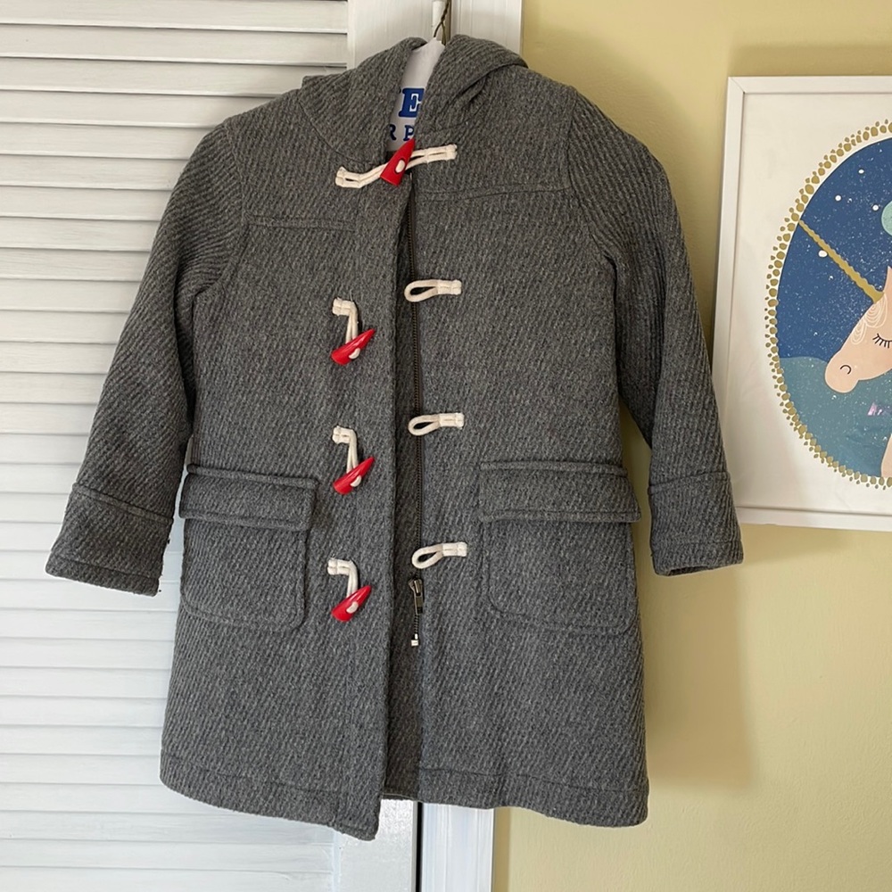 Mini Biden Wool, lined, winter coat with toggle and zip closure
